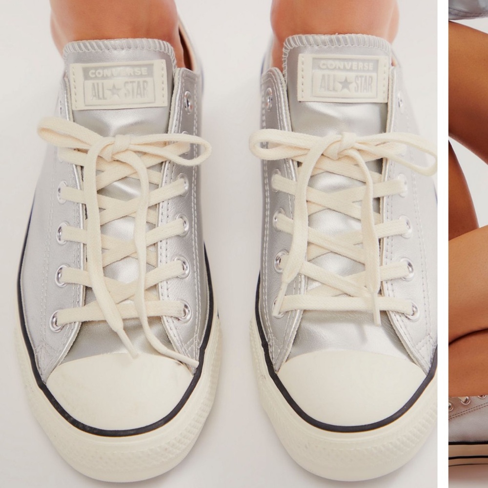 Converse Metallic Silver All Star Sneakers